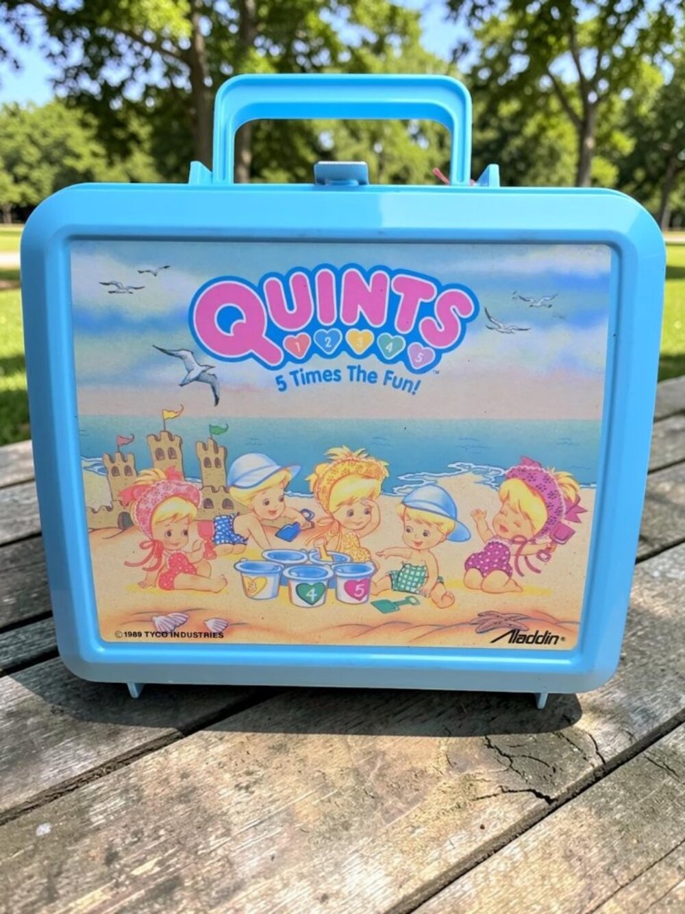 1989 Quints Blue Kids Lunchbox by Aladdin